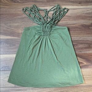 Jessica Simpson Olive Green Knotted Sleeveless Top Stretchable